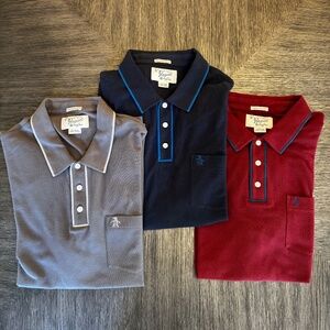 Original Penguin Men's Heritage Slim Fit Polo Shirts XL Lot of 3 Cotton Bundle